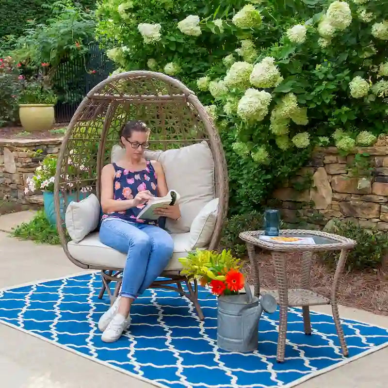 Rio Vista Sandstone Swivel Egg Chair Set with Side Table (2-Piece)