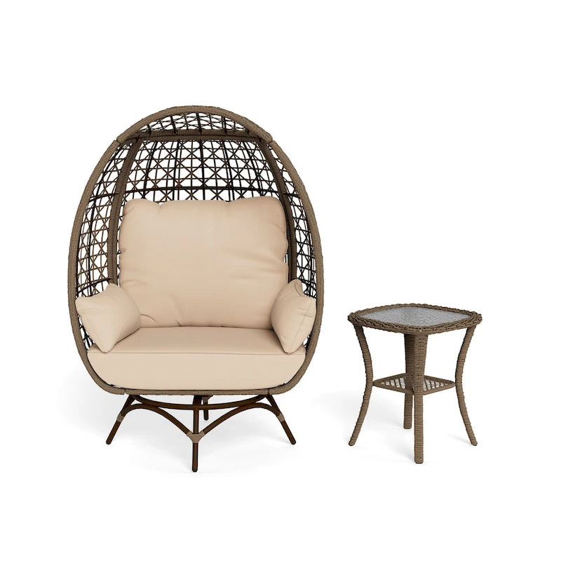 Rio Vista Sandstone Swivel Egg Chair Set with Side Table (2-Piece)