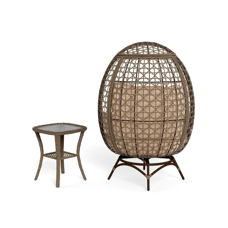 Rio Vista Sandstone Swivel Egg Chair Set with Side Table (2-Piece)