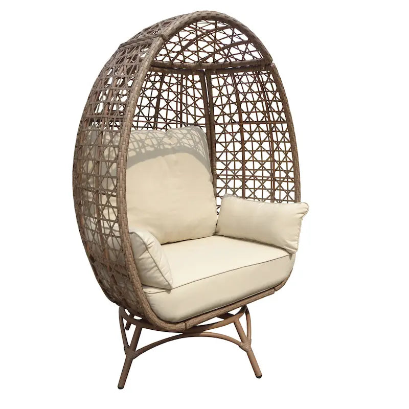 Rio Vista Sandstone Swivel Egg Chair Set with Side Table (2-Piece)