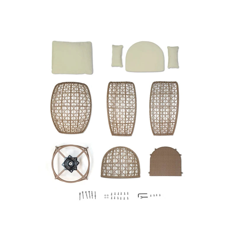 Rio Vista Sandstone Swivel Egg Chair Set with Side Table (2-Piece)