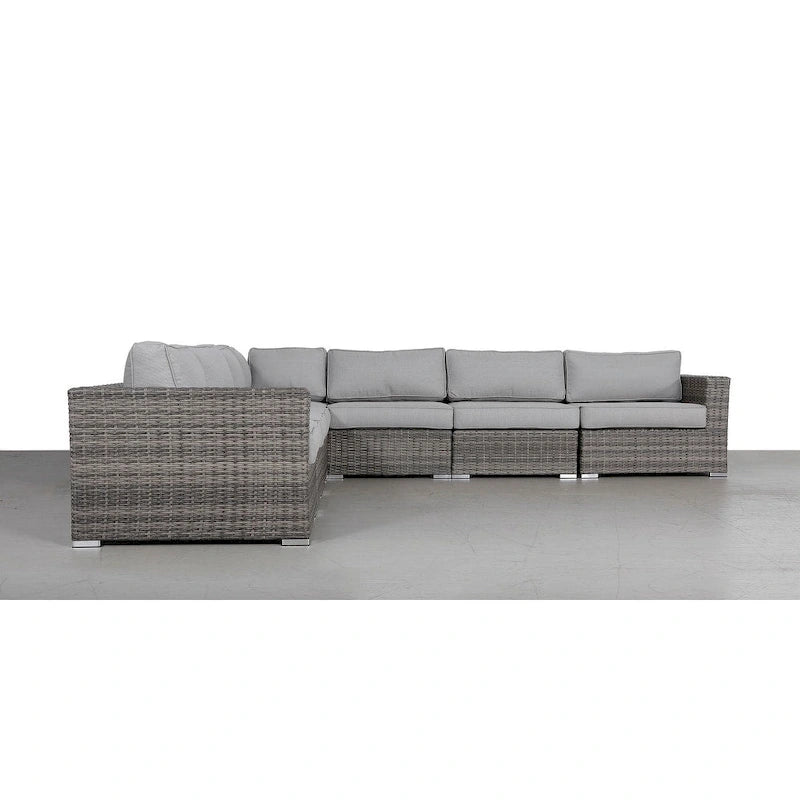 LSI 7 Piece Rattan Sectional Seating Group with Cushions