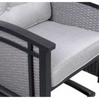 5pc Aluminum and Wicker Swivel Rocking Palmetto Patio Dining Set with Cushions - N/A
