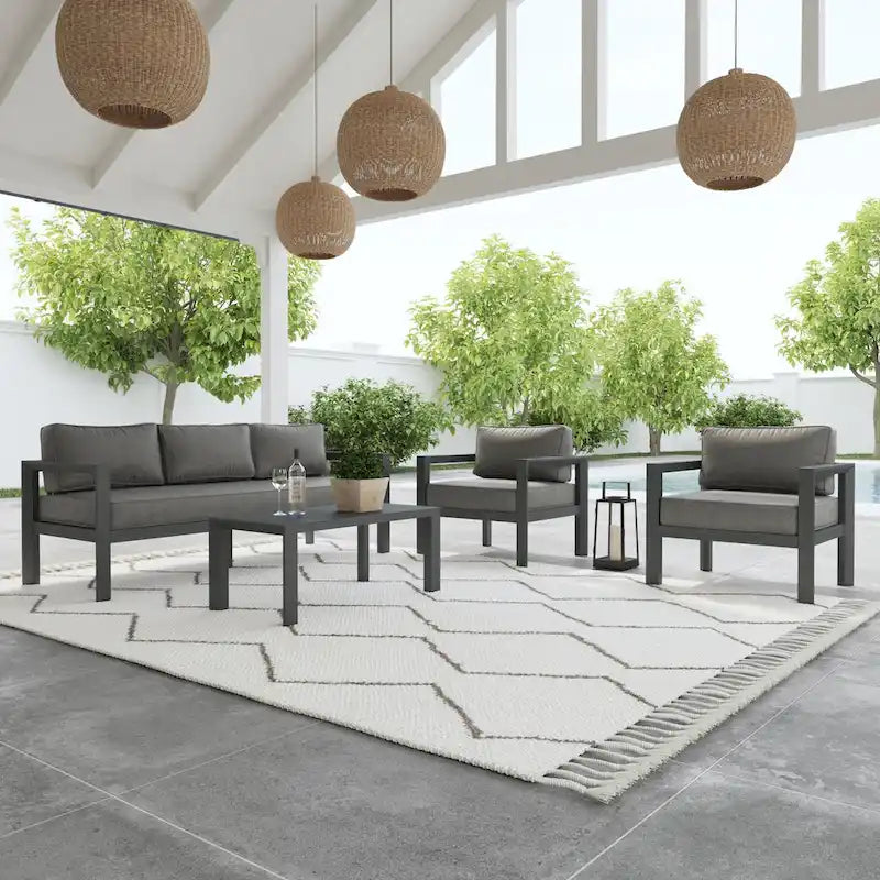 Grayton Gray Aluminum Outdoor Aluminum Lounge Chair - 33 x 32 x 29