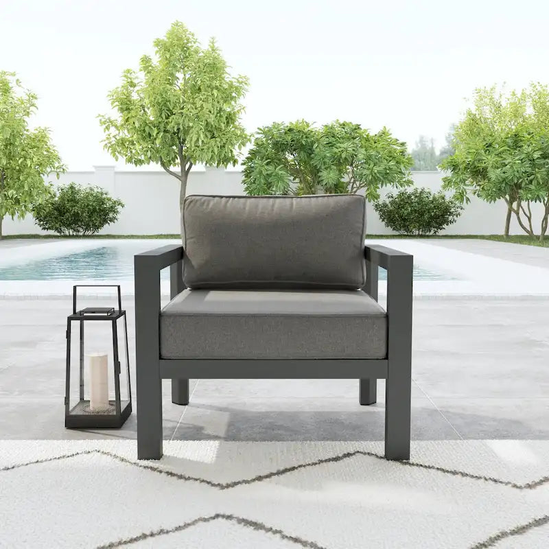 Grayton Gray Aluminum Outdoor Aluminum Lounge Chair - 33 x 32 x 29