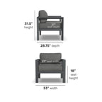 Grayton Gray Aluminum Outdoor Aluminum Lounge Chair - 33 x 32 x 29