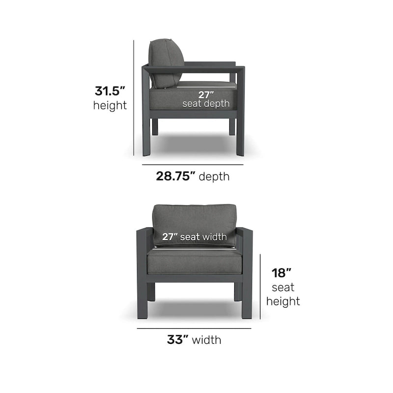 Grayton Gray Aluminum Outdoor Aluminum Lounge Chair - 33 x 32 x 29