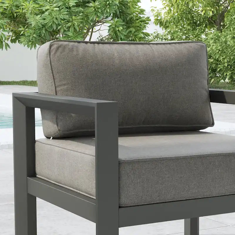 Grayton Gray Aluminum Outdoor Aluminum Lounge Chair - 33 x 32 x 29