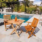 Nordic Style Natural Teak 2 Person Folding Patio Table 28
