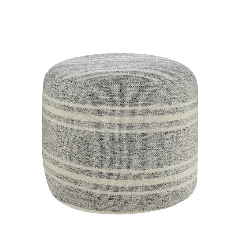 Sevita Farmhouse Triple Stripe Indoor Outdoor Pouf - 18 x 18 x 14