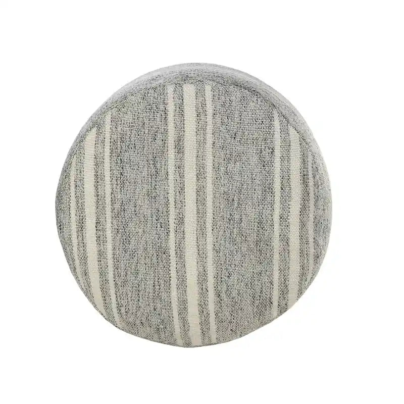Sevita Farmhouse Triple Stripe Indoor Outdoor Pouf - 18 x 18 x 14