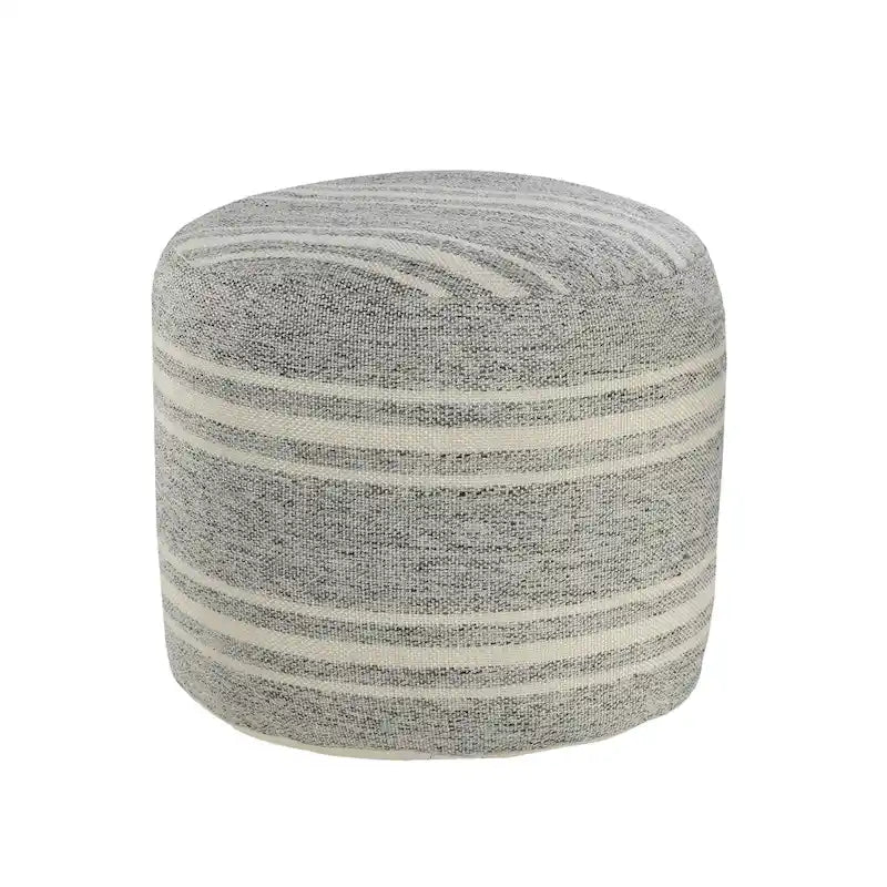 Sevita Farmhouse Triple Stripe Indoor Outdoor Pouf - 18 x 18 x 14