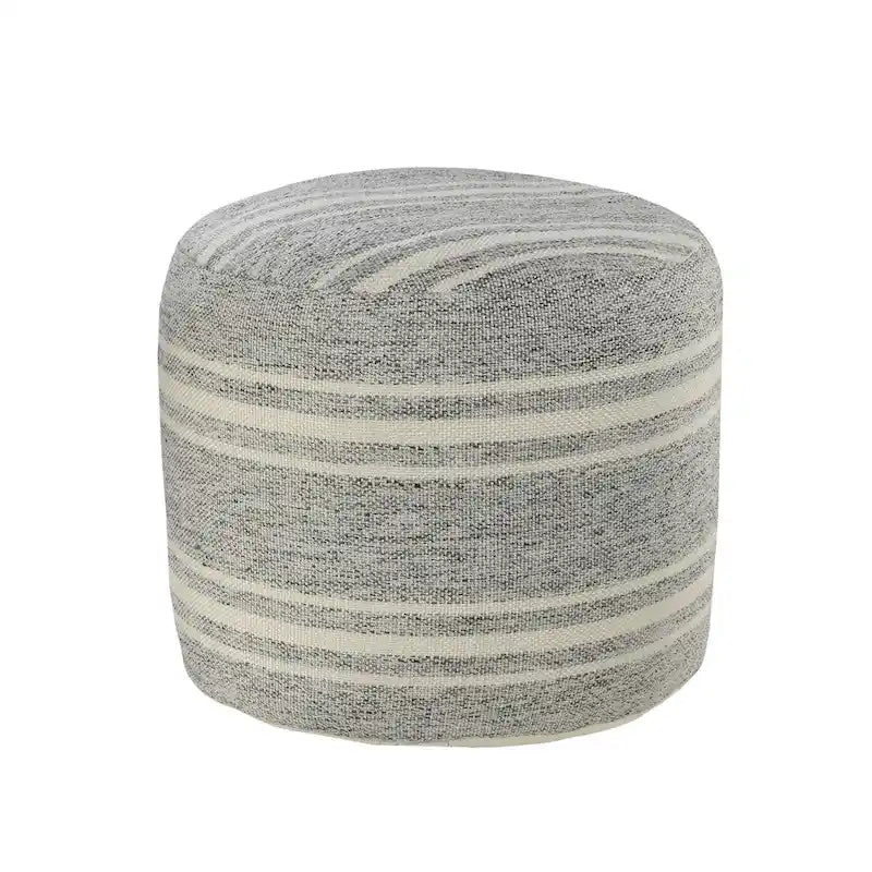 Sevita Farmhouse Triple Stripe Indoor Outdoor Pouf - 18 x 18 x 14