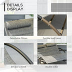 Outsunny Outdoor Double Chaise Rocking Chair, Day Bed Sun Lounger with Canopy Shade, Headrest Pillow, Armrests