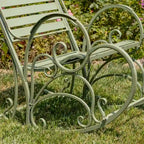 Monte Carlo 1968 Iron Rocking Arm Chair in Antique Green - 24.5 L x 42 W x 36.5 H