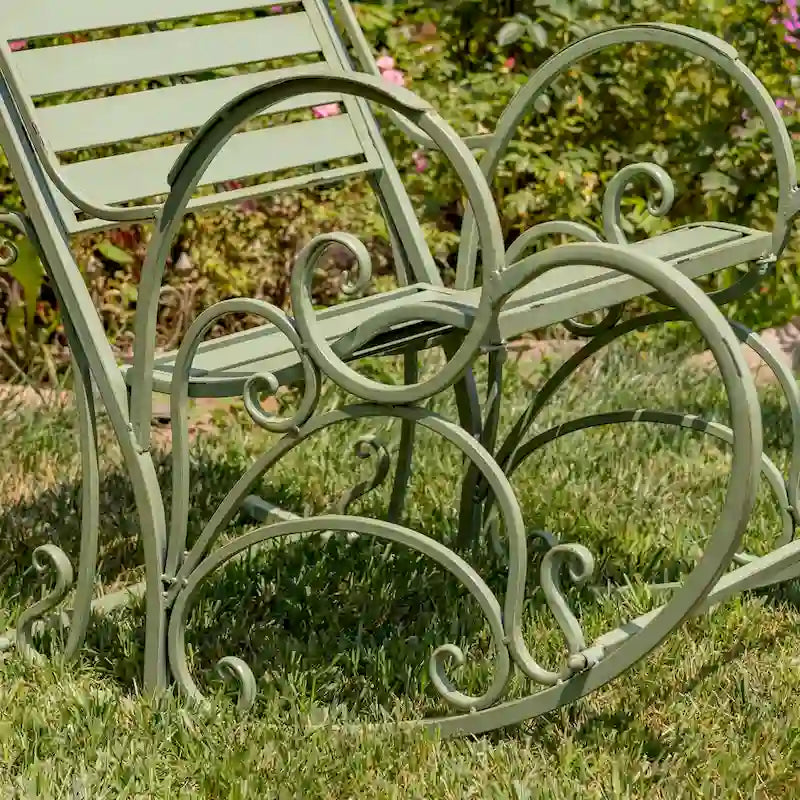 Monte Carlo 1968 Iron Rocking Arm Chair in Antique Green - 24.5 L x 42 W x 36.5 H