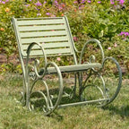 Monte Carlo 1968 Iron Rocking Arm Chair in Antique Green - 24.5 L x 42 W x 36.5 H