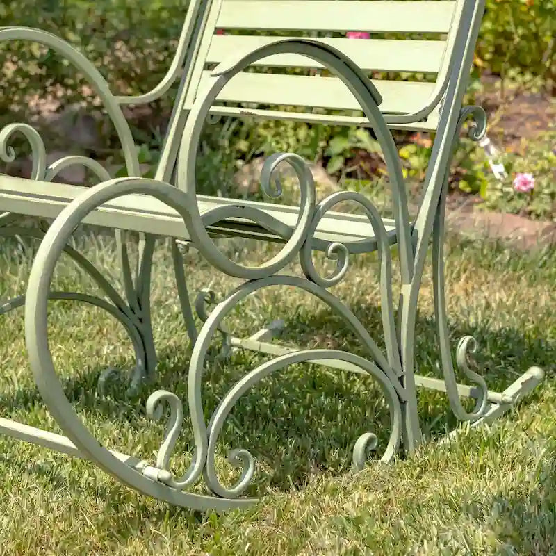 Monte Carlo 1968 Iron Rocking Arm Chair in Antique Green - 24.5 L x 42 W x 36.5 H