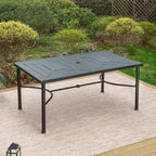 7-Piece Patio Dining Sets , 6 Textilene Fabirc Chairs and 1 Metal Table with 2.1 Umbrella Hole