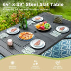 7-Piece Patio Dining Sets , 6 Textilene Fabirc Chairs and 1 Metal Table with 2.1 Umbrella Hole