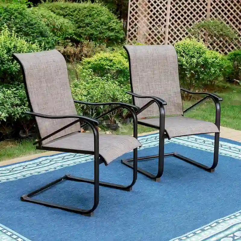 7-Piece Patio Dining Sets , 6 Textilene Fabirc Chairs and 1 Metal Table with 2.1 Umbrella Hole