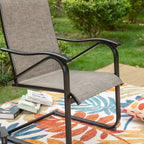 7-Piece Patio Dining Sets , 6 Textilene Fabirc Chairs and 1 Metal Table with 2.1 Umbrella Hole