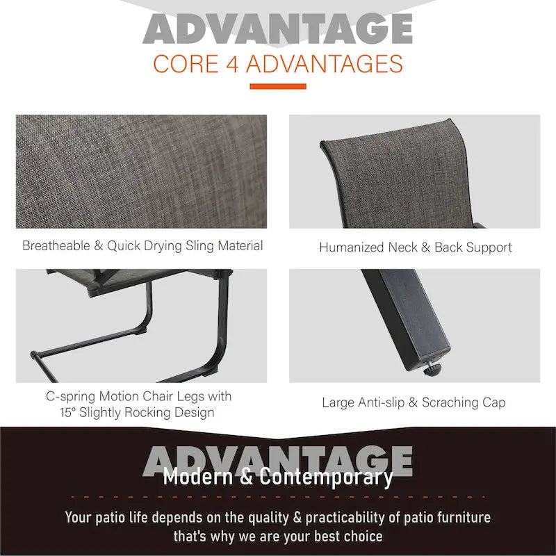 7-Piece Patio Dining Sets , 6 Textilene Fabirc Chairs and 1 Metal Table with 2.1 Umbrella Hole
