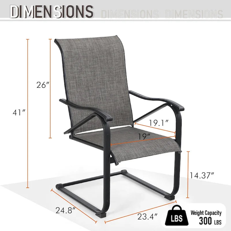 9-Piece Dining Set, 1 Extendable MetalTable and 8 Spring Motion Textilene Chairs