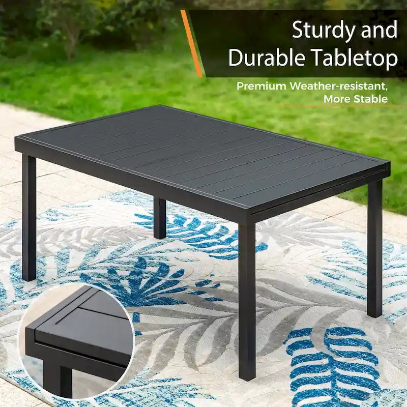 9-Piece Dining Set, 1 Extendable MetalTable and 8 Spring Motion Textilene Chairs