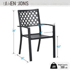 MAISON ARTS 7 Pieces Patio Steel Dining Set with 6 Stackable Steel Dining Chairs and 1 Patio Umbrella Rectangle Table