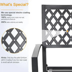 MAISON ARTS 7 Pieces Patio Steel Dining Set with 6 Stackable Steel Dining Chairs and 1 Patio Umbrella Rectangle Table
