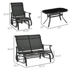 Outsunny 4 Pieces Gliders Set, Outdoor Furniture Sets with 2-Person Glider Patio Bench, Single Sling Chair and Coffee Table