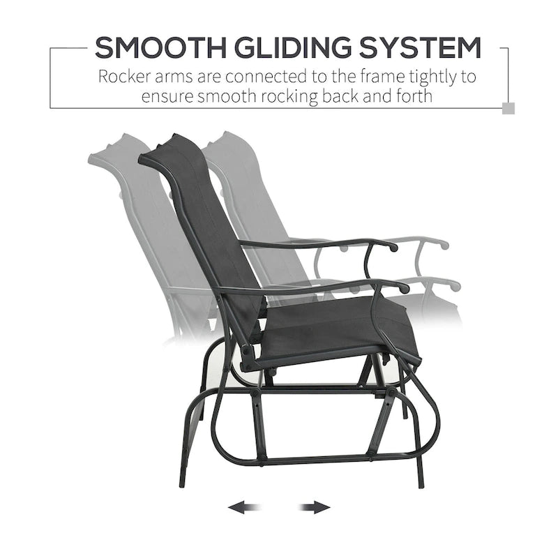 Outsunny 4 Pieces Gliders Set, Outdoor Furniture Sets with 2-Person Glider Patio Bench, Single Sling Chair and Coffee Table