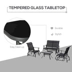 Outsunny 4 Pieces Gliders Set, Outdoor Furniture Sets with 2-Person Glider Patio Bench, Single Sling Chair and Coffee Table