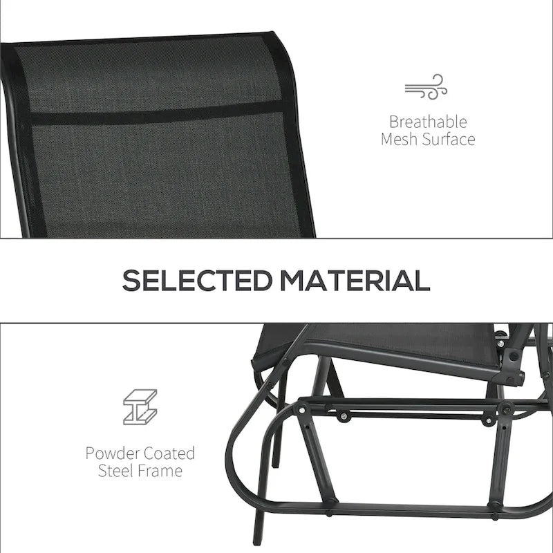 Outsunny 4 Pieces Gliders Set, Outdoor Furniture Sets with 2-Person Glider Patio Bench, Single Sling Chair and Coffee Table