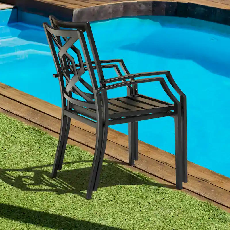 Nuu Garden Outdoor 4-Piece Iron Patio Chair Set