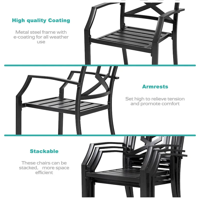 Nuu Garden Outdoor 4-Piece Iron Patio Chair Set