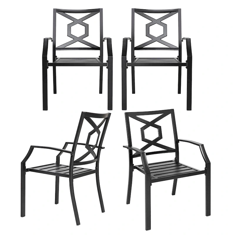 Nuu Garden Outdoor 4-Piece Iron Patio Chair Set