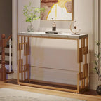 Console Table, White Faux Marble Modern Sofa Tables for Living Room