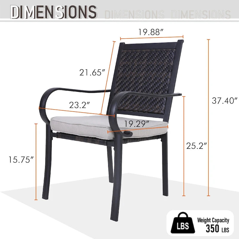 MAISON ARTS Patio Dining Chairs, 2 Rattan Chairs with Cushions