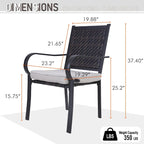 MAISON ARTS Patio Dining Chairs, 2 Rattan Chairs with Cushions