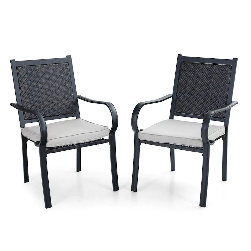 MAISON ARTS Patio Dining Chairs, 2 Rattan Chairs with Cushions