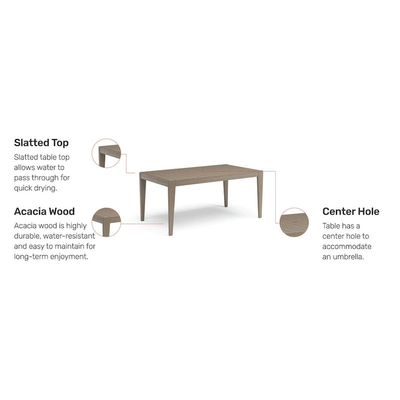 Homestyles Sustain Brown Wood Outdoor Dining Table - 66 x 36 x 30