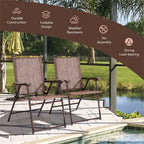 Patio Folding Sling Back Camping Deck Chairs (Set of 2)