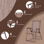 Patio Folding Sling Back Camping Deck Chairs (Set of 2)