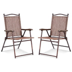 Patio Folding Sling Back Camping Deck Chairs (Set of 2)