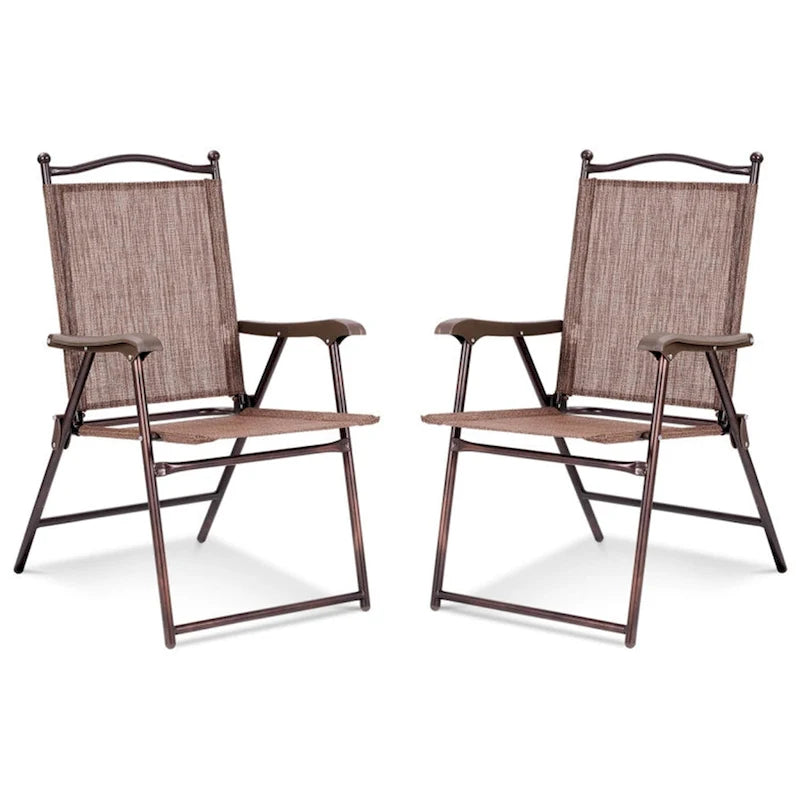 Patio Folding Sling Back Camping Deck Chairs (Set of 2)