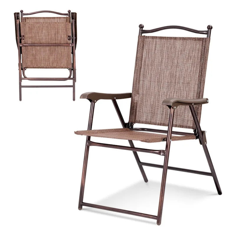 Patio Folding Sling Back Camping Deck Chairs (Set of 2)