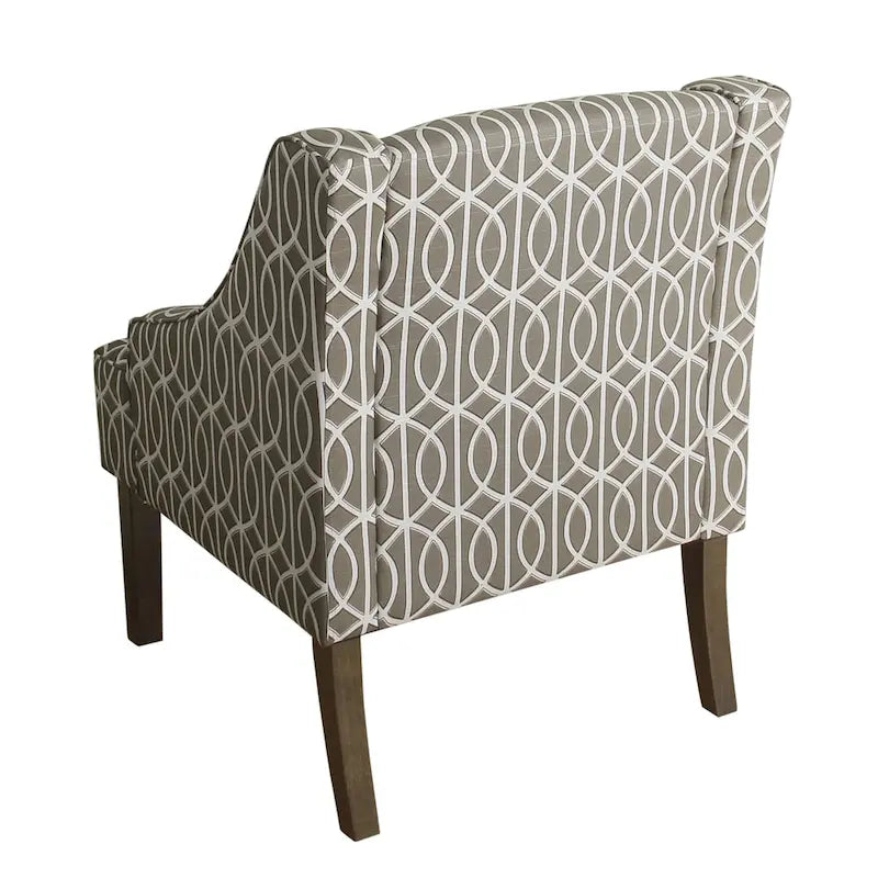 Swoop Arm Accent Chair, Cotton Fabric with Walnut Legs – Grey, Single