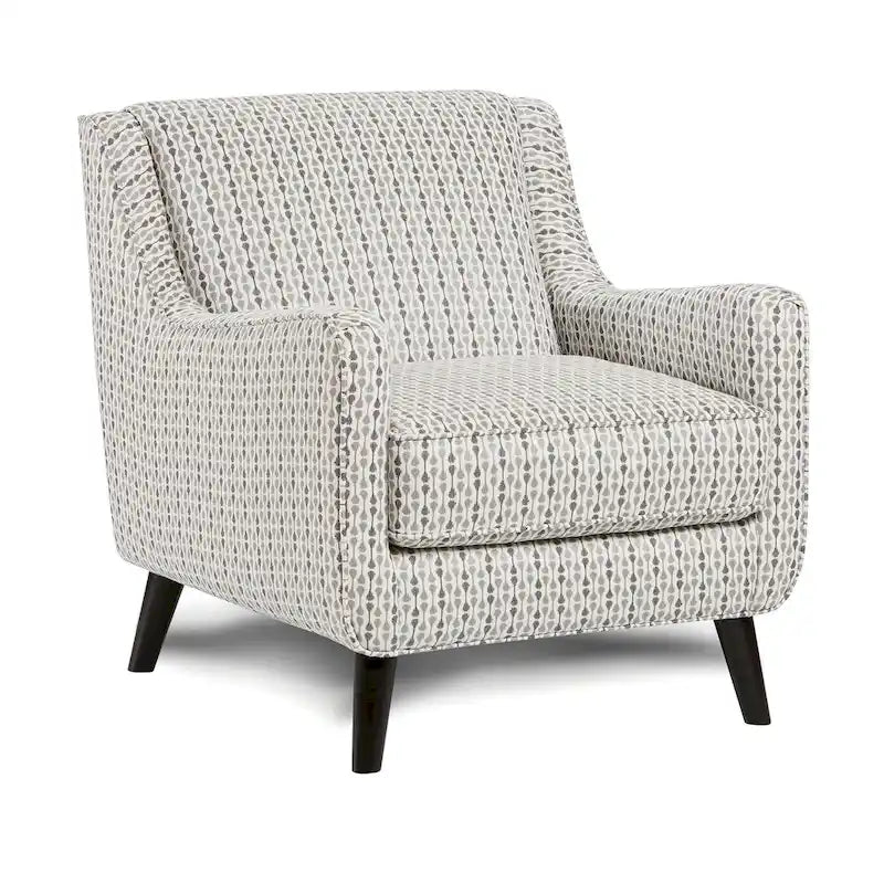 Soft Weave Fabric Armchair – Stripe Multi, Swooping Arms & Wood Legs, Single Seat